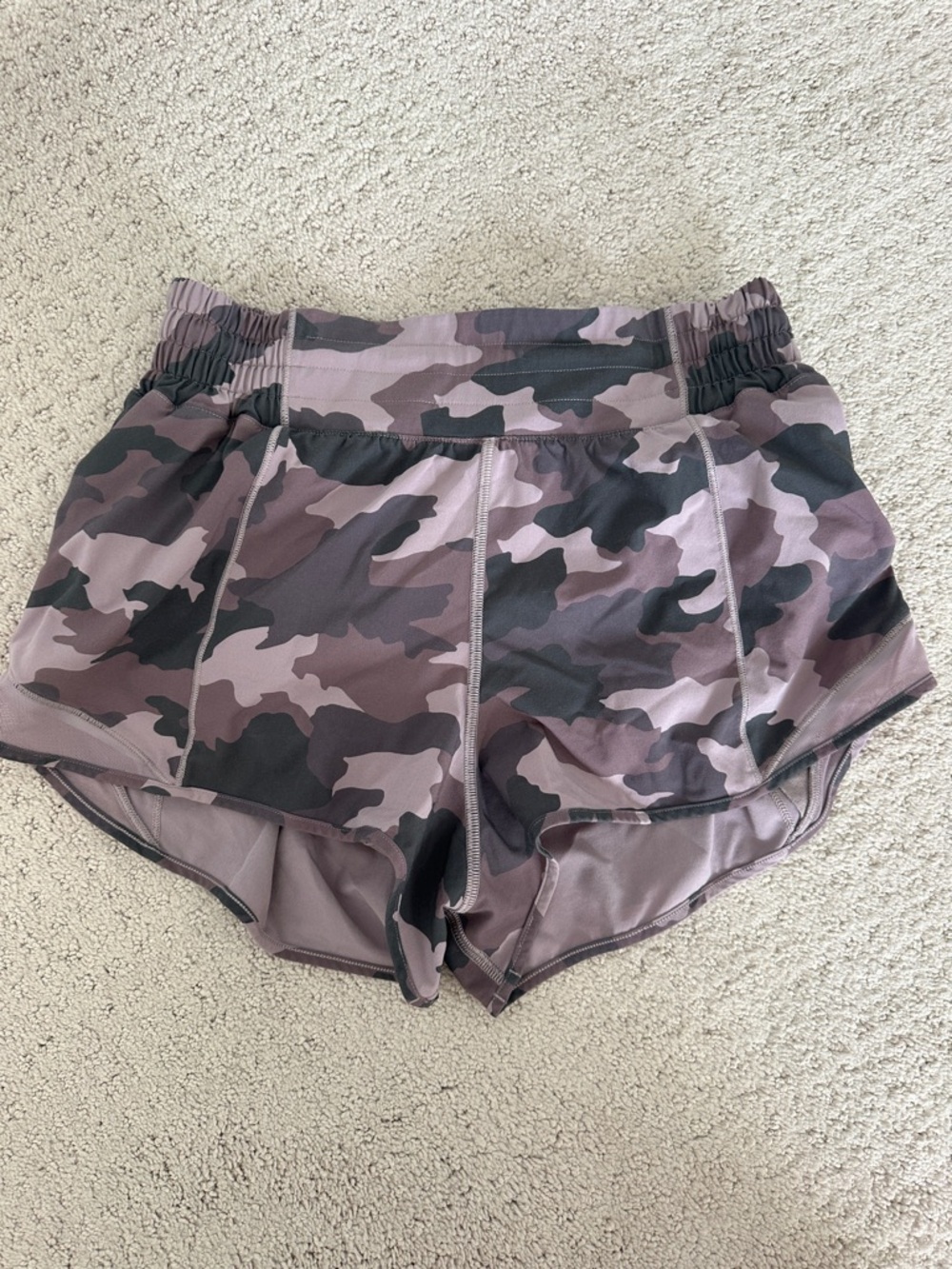 Women’s Camo Running Shorts - Dusty Pink Camouflage high rise 2.5